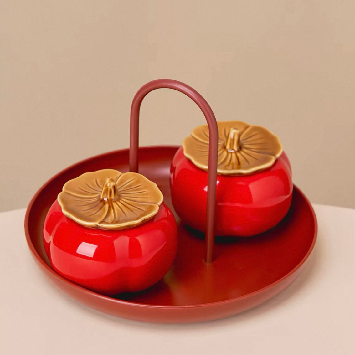 Seekeven Persimmon Prosperity Tray – Good Fortune & All Wishes Fulfilled Feng Shui Ornament