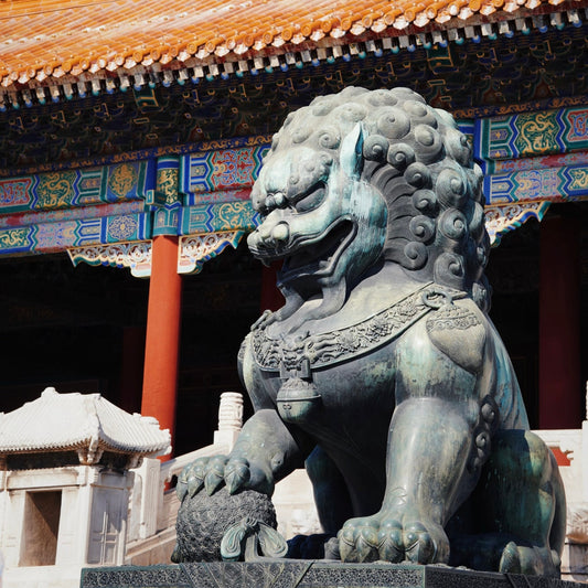 Traditional Chinese Feng Shui guardian lion at Beijing Forbidden City
