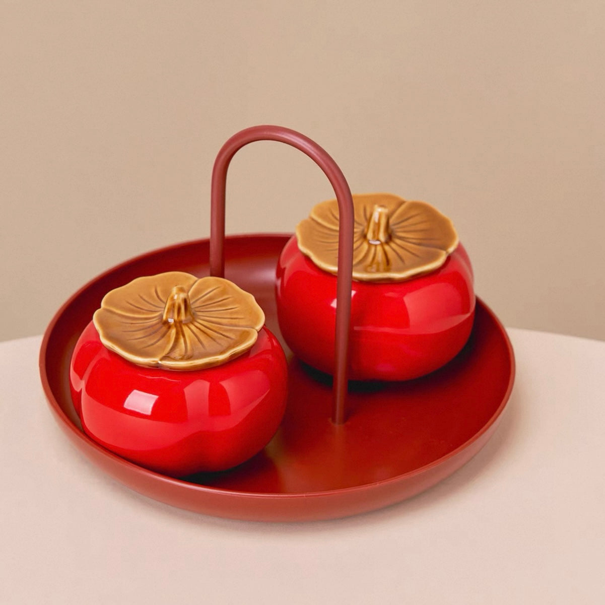 Seekeven Persimmon Prosperity Tray – Good Fortune & All Wishes Fulfilled Feng Shui Ornament