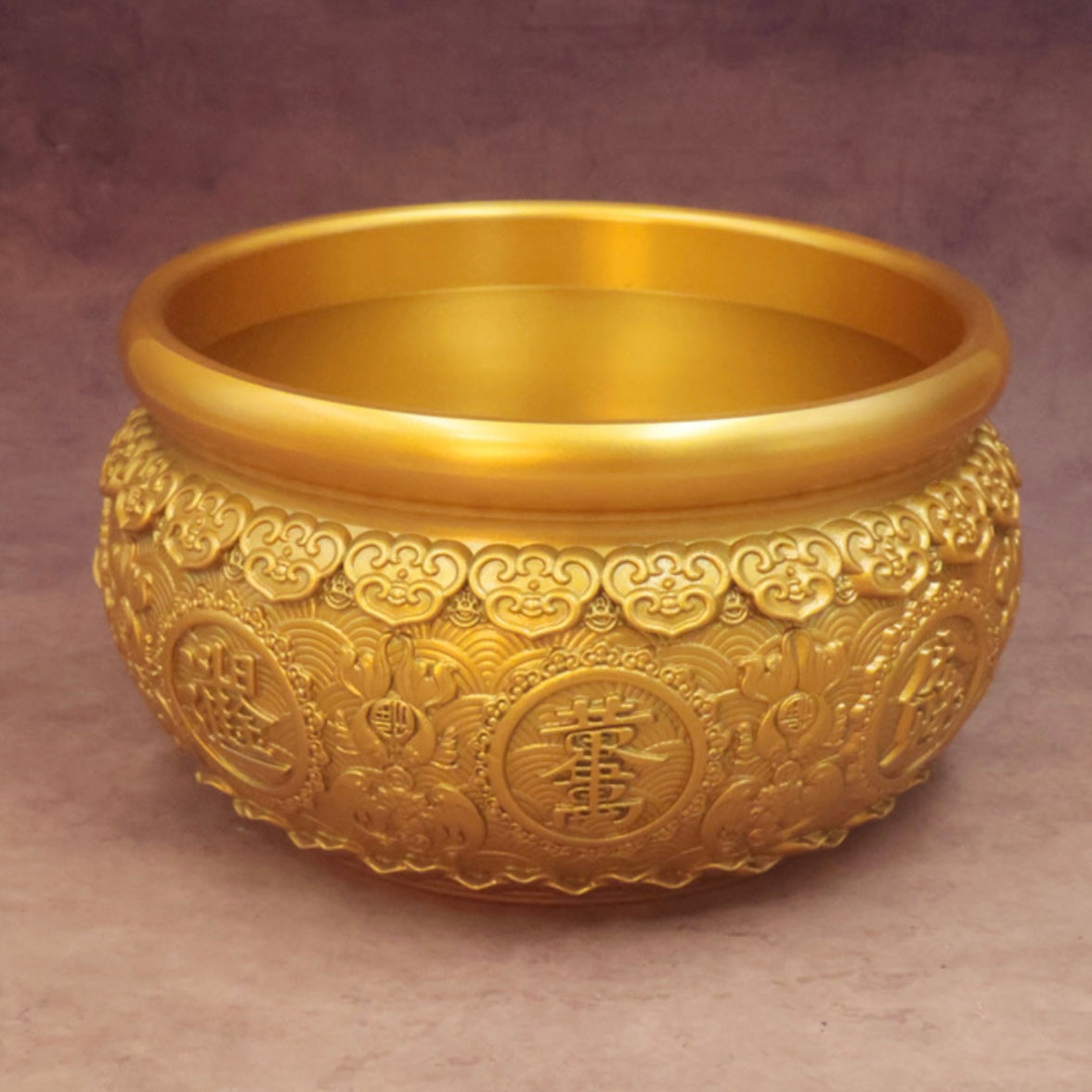 Traditional Chinese brass treasure basin home Feng Shui decor